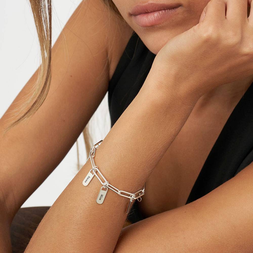 Pulsera de Eslabones Rory con Dijes Personalizados en Plata-1 foto de producto