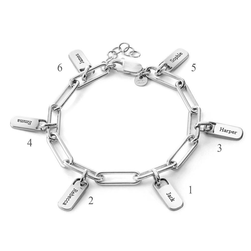 Pulsera de Eslabones Rory con Dijes Personalizados en Plata Esterlina-4 foto de producto