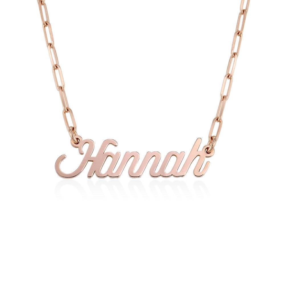 Collar de Eslabones con Nombre Cursiva en Chapa de Oro Rosa-1 Collar de Eslabones con Nombre Cursiva en Chapa de Oro Rosa-1 foto de producto