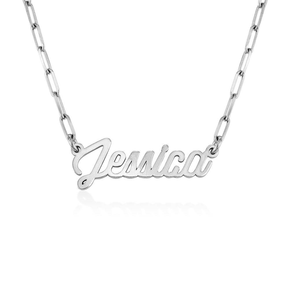 Collar de Eslabones con Nombre Cursiva en Plata Esterlina-2 foto de producto