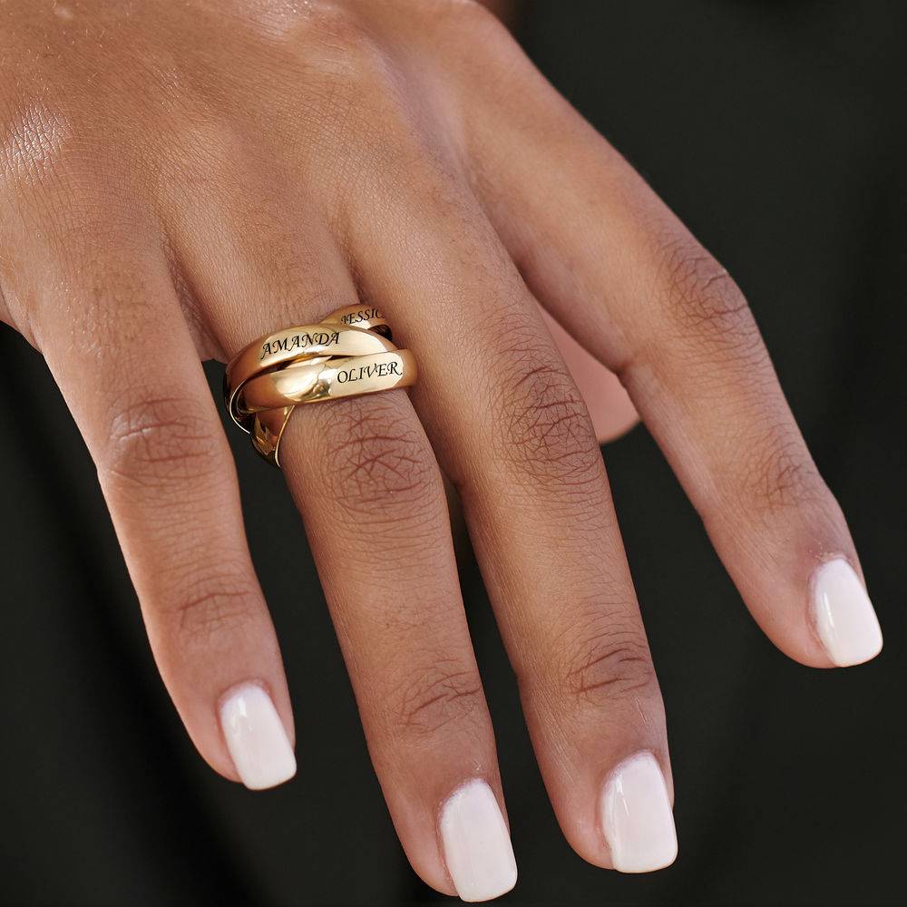 Anillo Ruso Charlize con 3 Anillos en Chapa de Oro-3 foto de producto