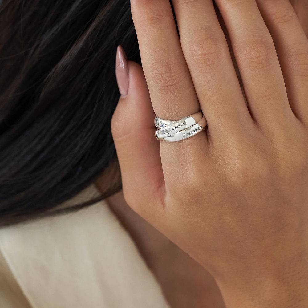 Anillo Ruso Charlize con 3 Anillos con Diamantes en Plata Esterlina-2 foto de producto