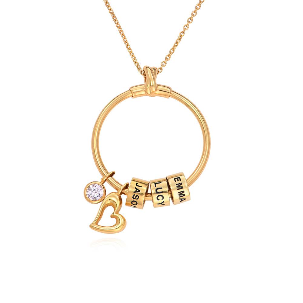 Collar Linda Colgante Círcular con Cuentas Grabadas en Vermeil de Oro-1 foto de producto
