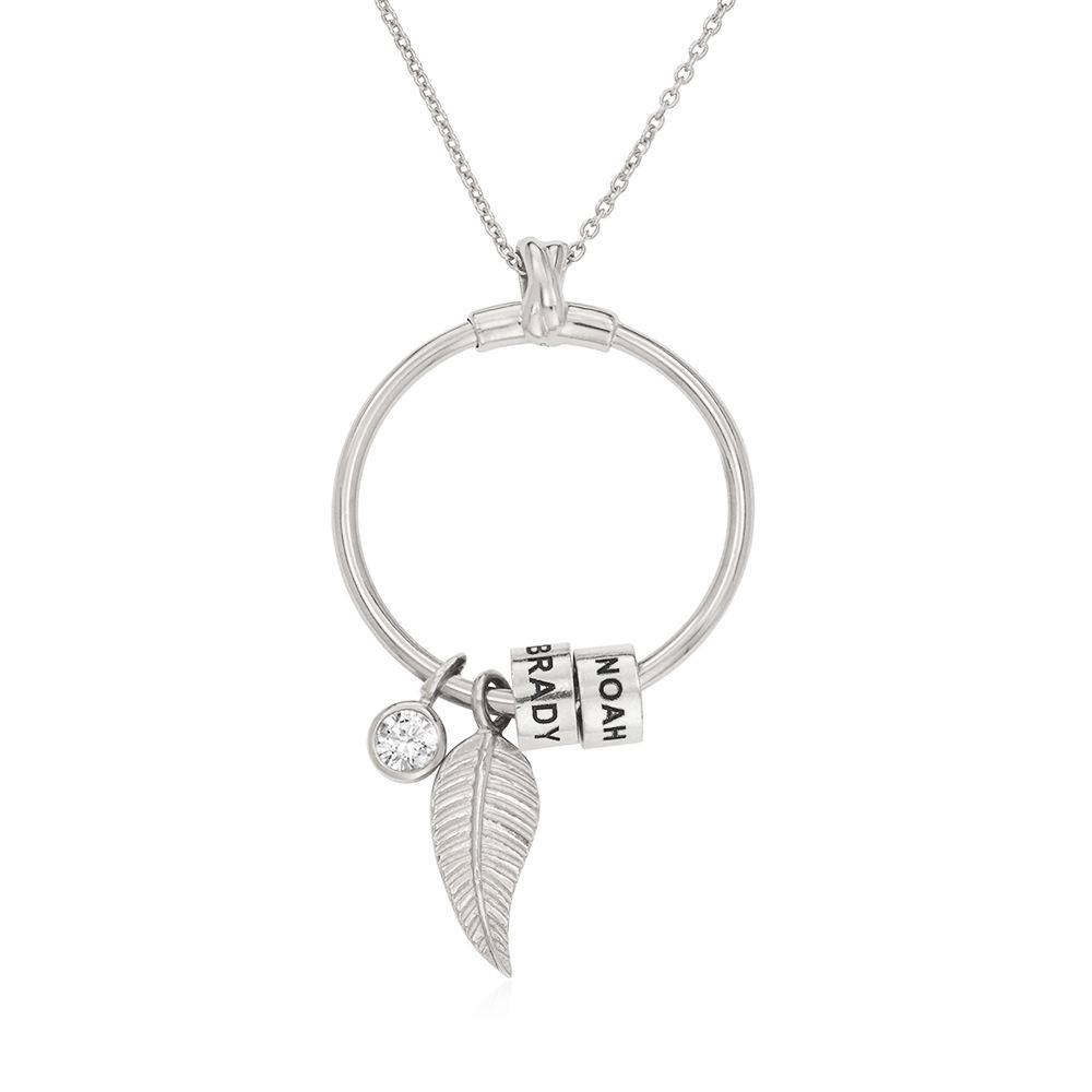 Collar Linda Colgante Círcular con Cuentas Grabadas en Plata Esterlina-3 foto de producto