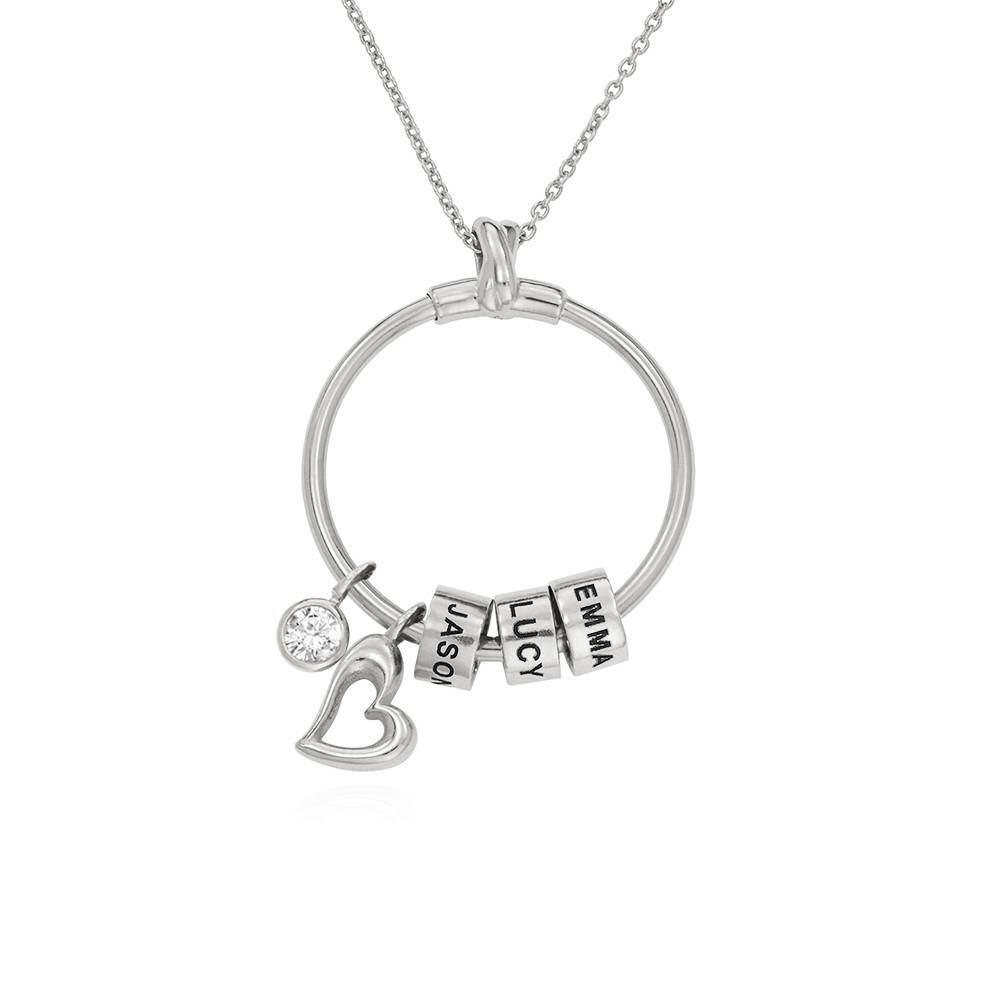 Collar Linda Colgante Círcular con Cuentas Grabadas en Plata Esterlina-2 foto de producto