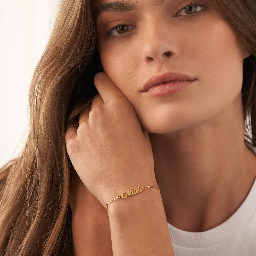 Pulsera / Tobillera de Eslabones con Nombre en Baño de Oro-3 foto de producto