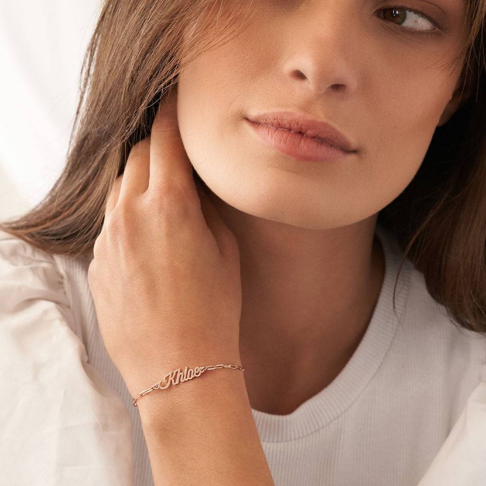 Pulsera / Tobillera de Eslabones con Nombre en Chapa de Oro Rosa-3 foto de producto