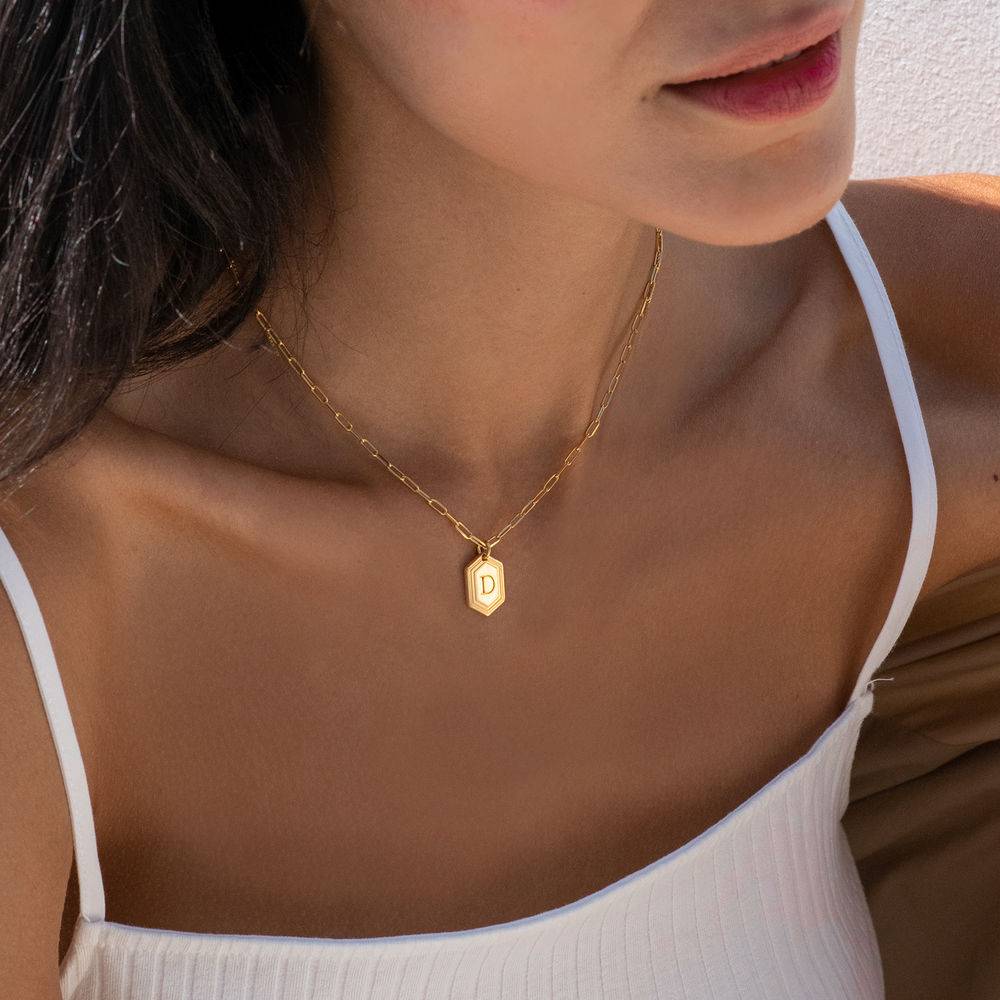 Cupola collar de cadena de eslabones en chapa de oro de 18k-4 foto de producto