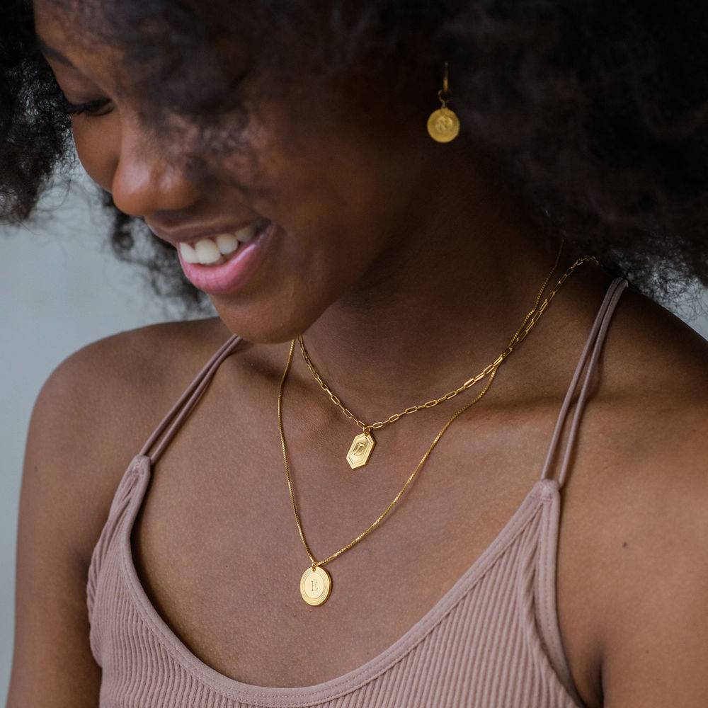 Cupola collar de cadena de eslabones en chapa de oro de 18k-3 foto de producto