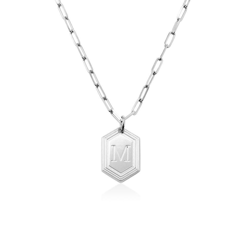 Cupola collar de cadena de eslabones con inicial en plata de ley-2 foto de producto