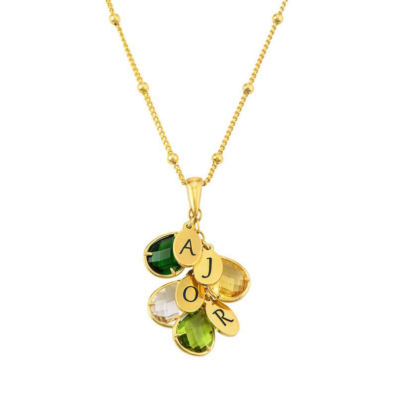Collar Colgante con Iniciales y Piedra de Nacimiento para Mamá en Vermeil de Oro-1 foto de producto