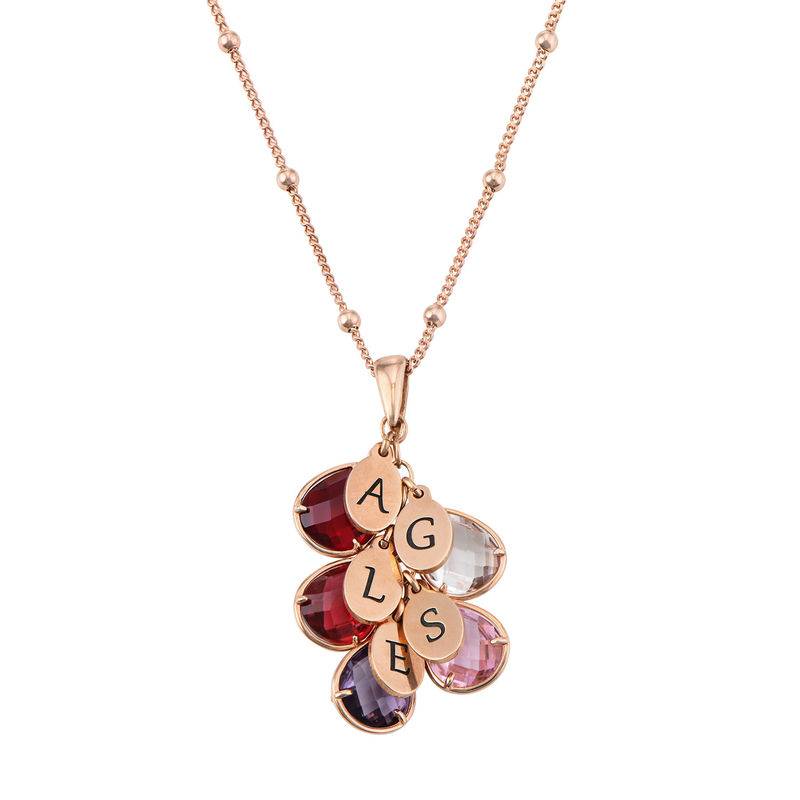 Collar Colgante con Iniciales y Piedra de Nacimiento para Mamá en Chapa de Oro Rosa-1 Collar Colgante con Iniciales y Piedra de Nacimiento para Mamá en Chapa de Oro Rosa-1 foto de producto