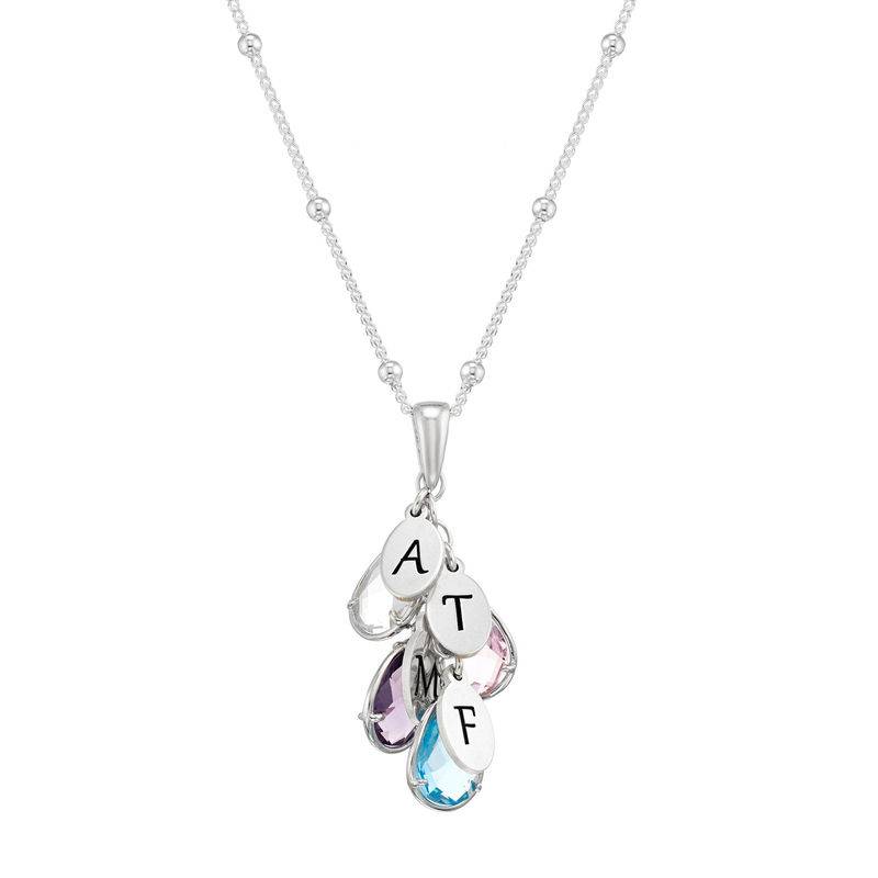 Collar Colgante con Iniciales y Piedra de Nacimiento para Mamá en Plata-1 Collar Colgante con Iniciales y Piedra de Nacimiento para Mamá en Plata-1 foto de producto