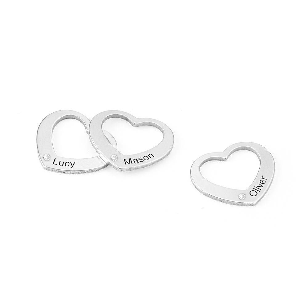 Colgante Corazón con Diamante para Pulsera Rígida Chelsea en Plata-1 foto de producto