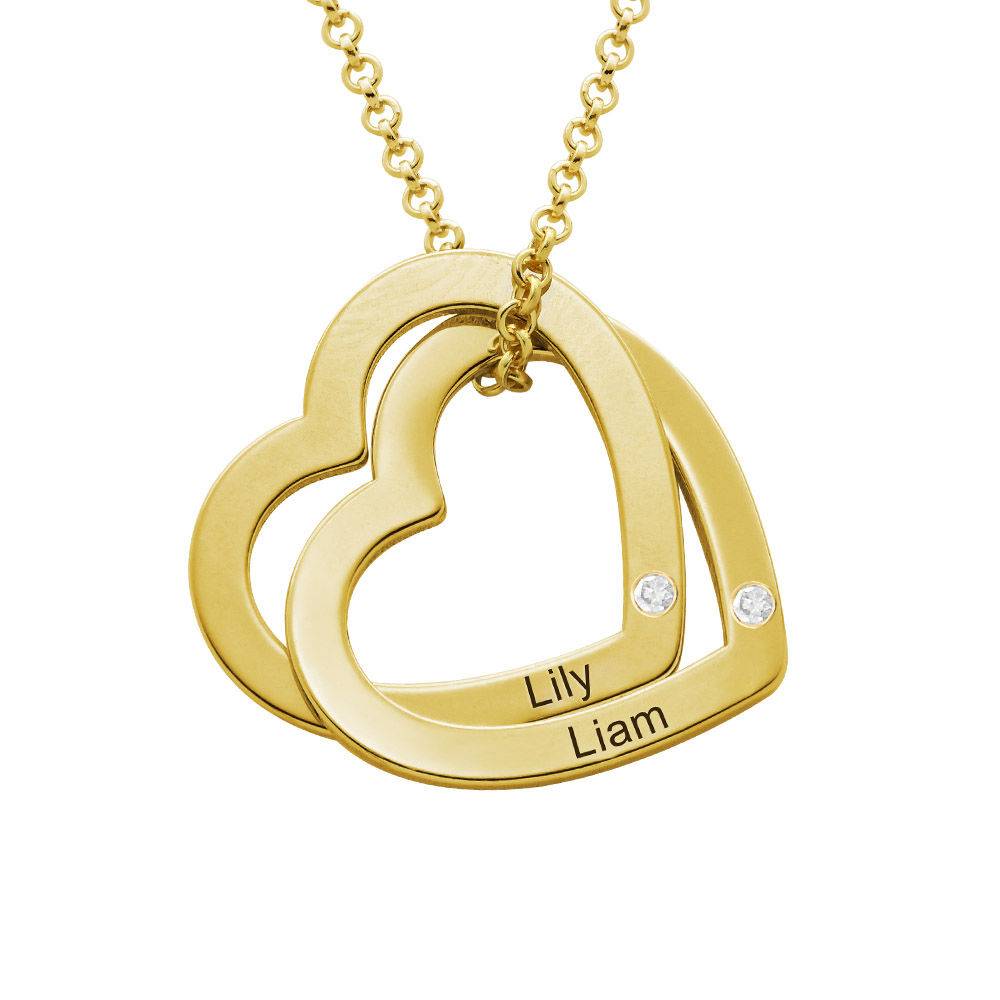 Collar Corazones Entrelazados Estilo Claire con Diamantes en Baño de Oro-1 foto de producto