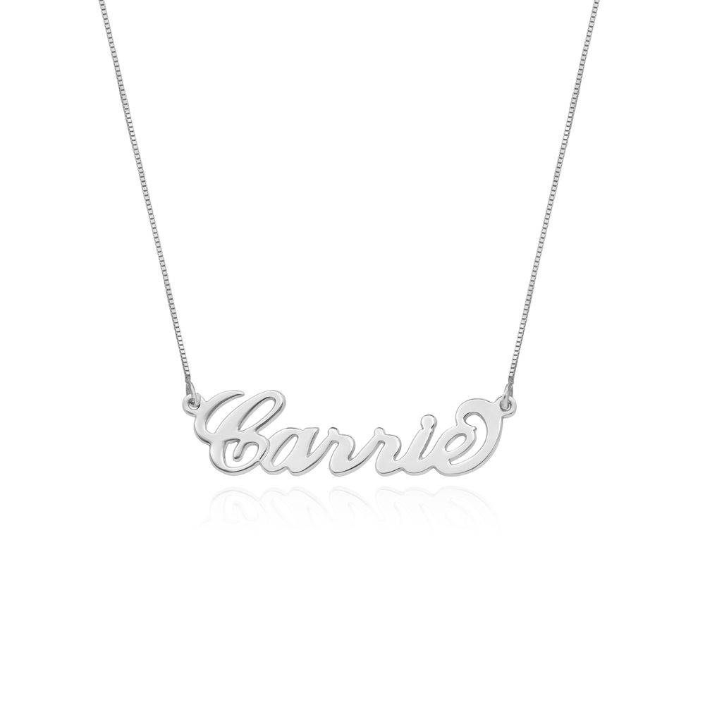 Collar con Nombre Carrie de Doble Grosor en Oro Blanco de 14K-1 foto de producto