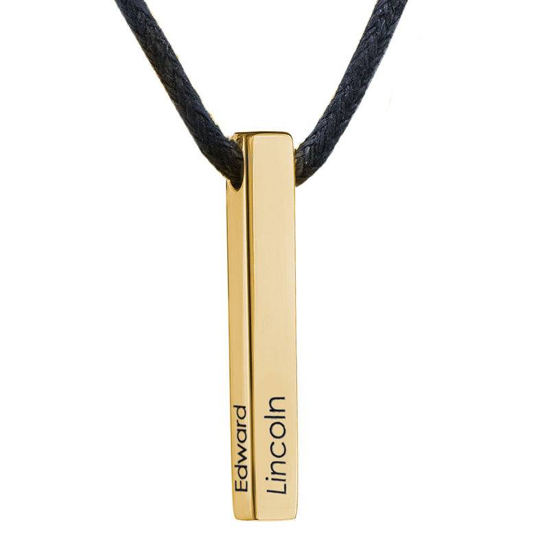 Collar con Inscripción en Barra 3D Estilo Atlas para Hombres en Baño de Oro-1 foto de producto