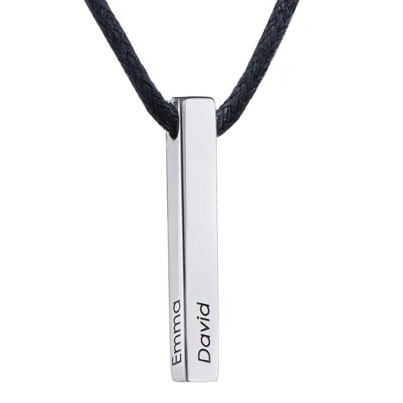 Collar con Inscripción en Barra 3D Estilo Atlas para Hombres en Plata-1 foto de producto