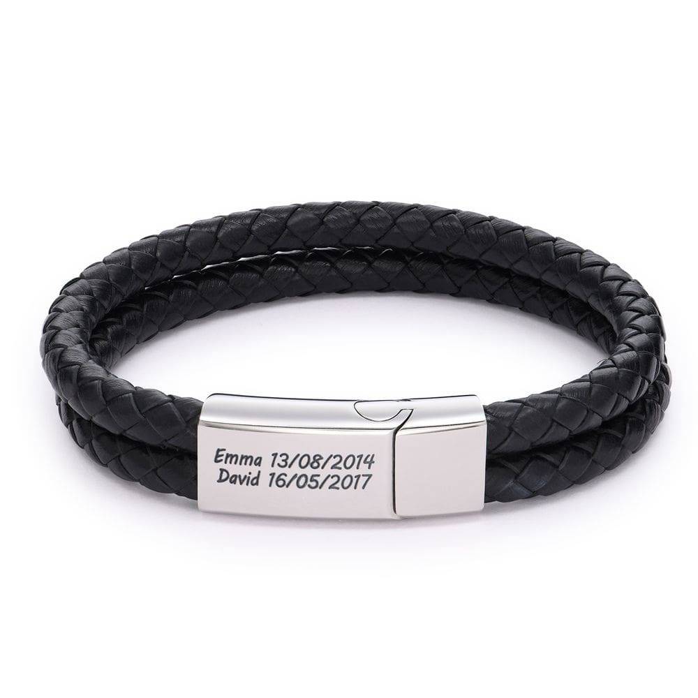 Pulsera Estilo Explorador para Hombres de Cuero Negro-1 foto de producto