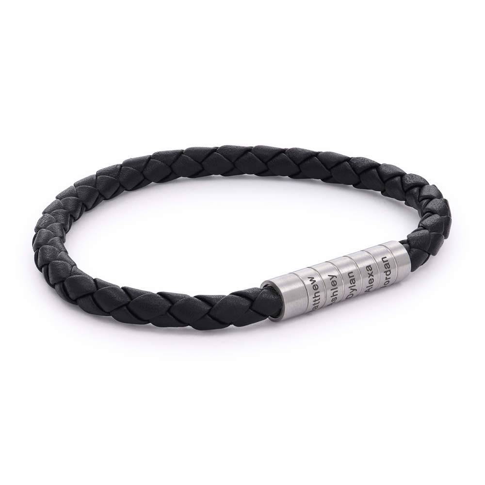 Pulsera de Cuero Negro Trenzado Nevada para Hombres-1 foto de producto