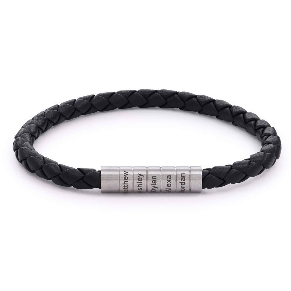 Pulsera de Cuero Negro Trenzado Nevada para Hombres-2 foto de producto
