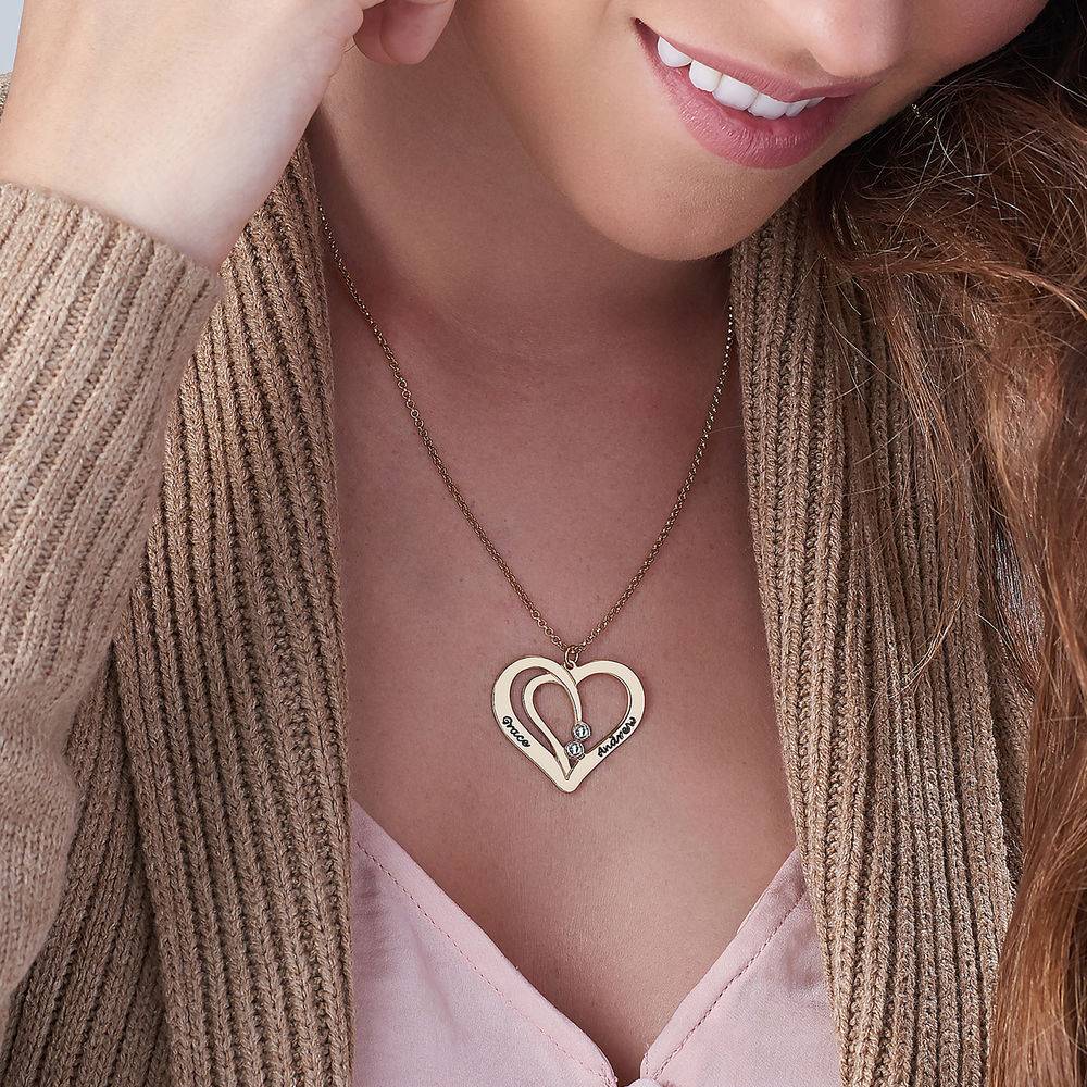 Collar de Corazones Grabados con Diamantes en Vermeil de Oro-1 Collar de Corazones Grabados con Diamantes en Vermeil de Oro-1 foto de producto