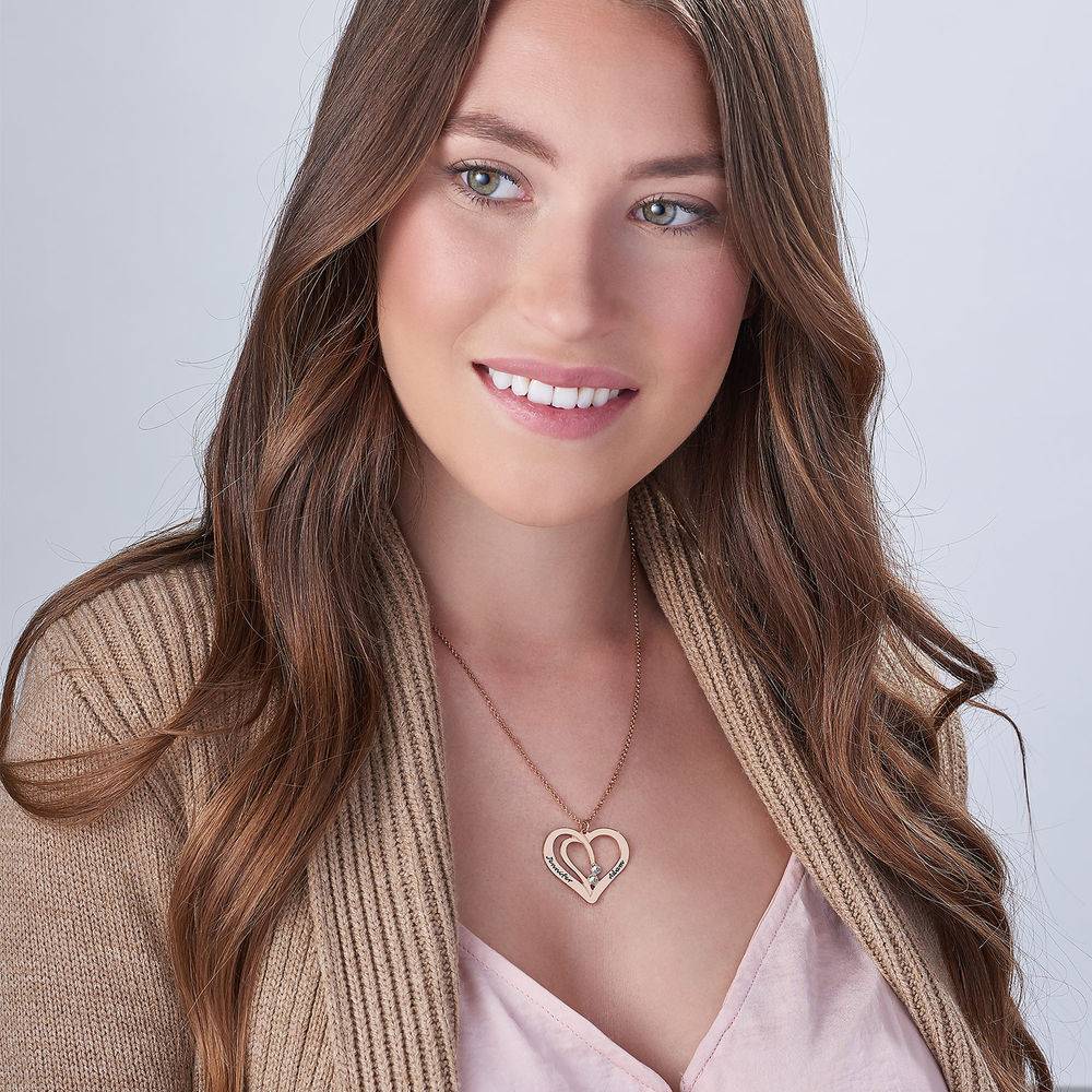 Collar de Corazones Grabados con Diamantes en Chapa de Oro Rosa-2 Collar de Corazones Grabados con Diamantes en Chapa de Oro Rosa-2 foto de producto