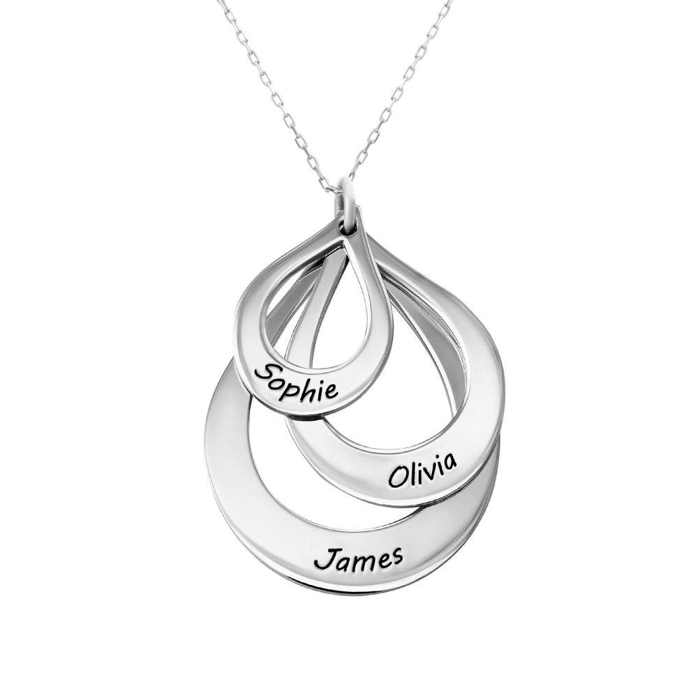 Collar Familiar Grabado en Forma Gota en Oro Blanco 10K-1 Collar Familiar Grabado en Forma Gota en Oro Blanco 10K-1 foto de producto