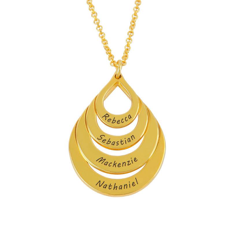 Collar de la Familia Grabado - Cuatro Gotas en Baño de Oro-1 foto de producto
