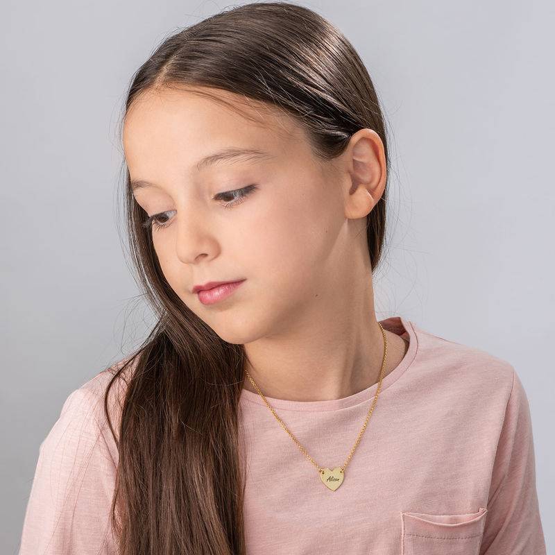 Collar con Corazón Grabado para Adolescentes en Baño de Oro-2 foto de producto