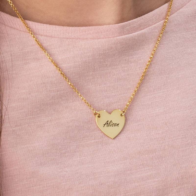 Collar con Corazón Grabado para Adolescentes en Baño de Oro-3 foto de producto