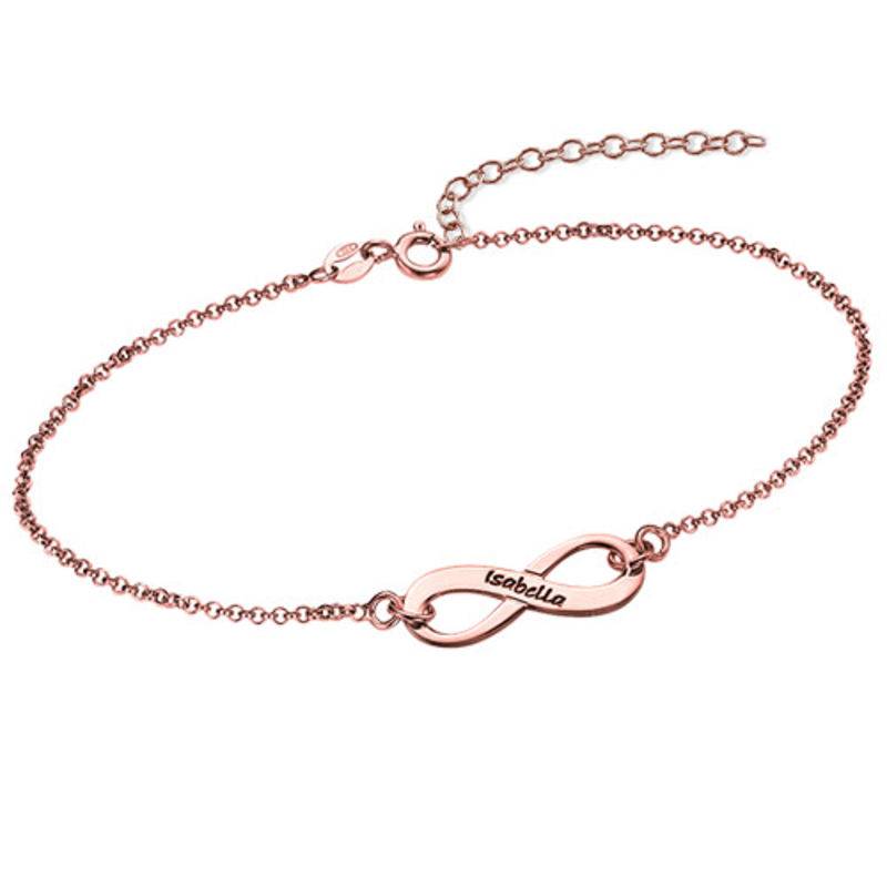Pulsera Infinito Grabada en Chapa de Oro Rosa-1 foto de producto