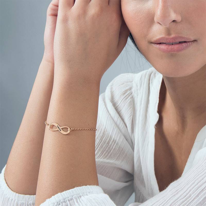 Pulsera Infinito Grabada en Chapa de Oro Rosa-2 foto de producto