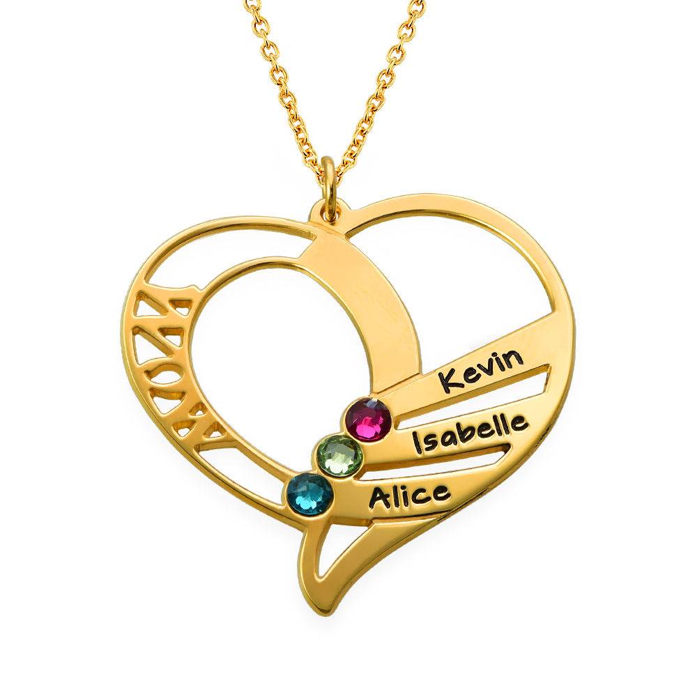 Collar Grabado con Piedras de Nacimiento para Mamá en Baño de Oro-1 foto de producto