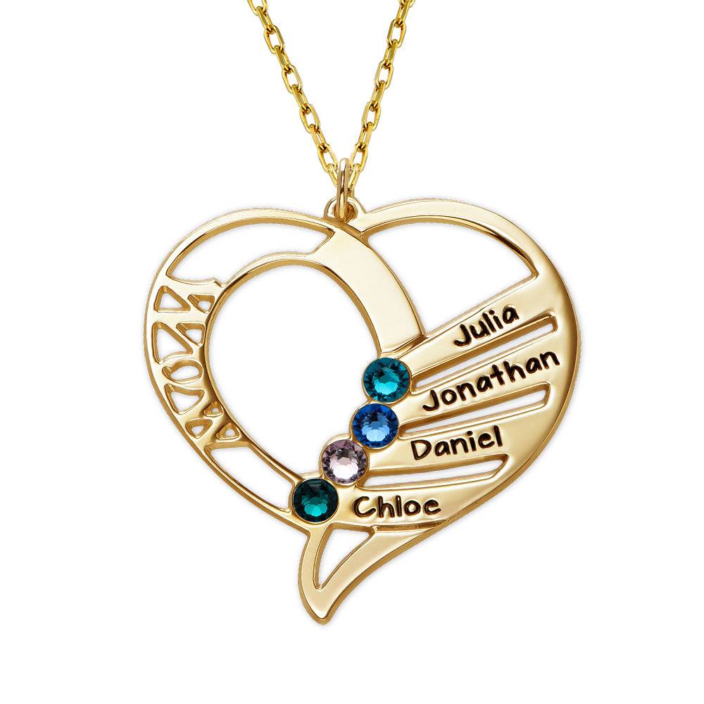 Collar Grabado con Piedras de Nacimiento para Mamá en Oro 10K-2 foto de producto