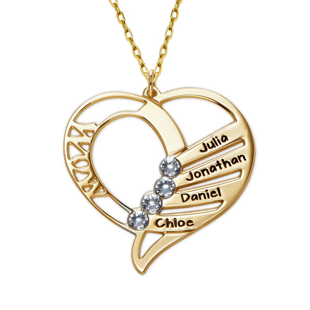 Collar Grabado con Piedras de Nacimiento para Mamá en Oro 10K-1 foto de producto
