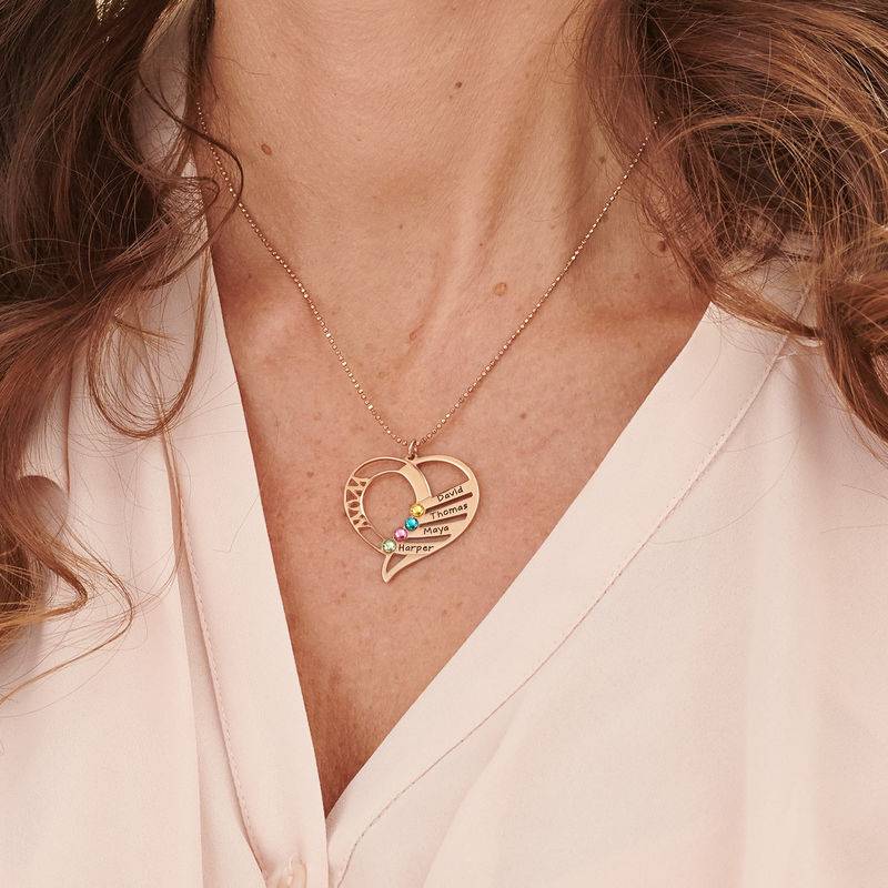 Collar Grabado con Piedras de Nacimiento para Mamá en Vermeil de Oro-5 foto de producto