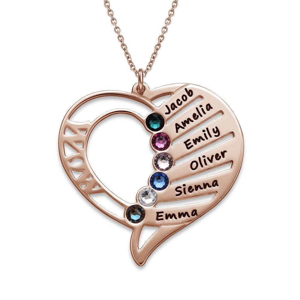 Collar Grabado con Piedras de Nacimiento para Mamá en Chapa de Oro Rosa-1 foto de producto
