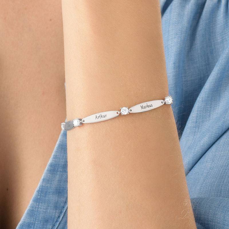 Pulsera Grabada para Mamá con con Zirconia Cúbica en Plata Esterlina-2 foto de producto