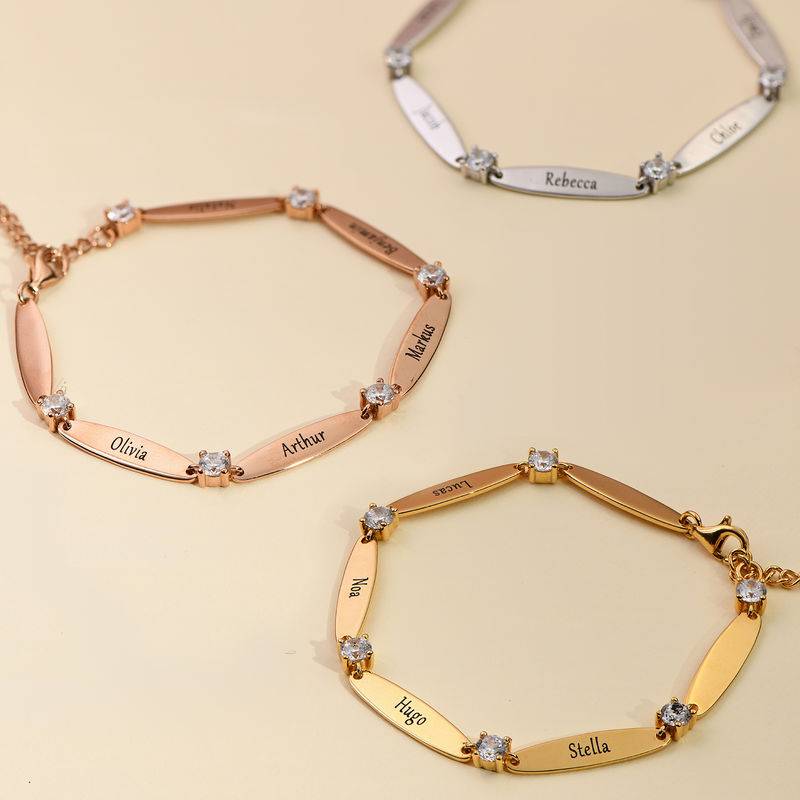 Pulsera Grabada para Mamá con con Zirconia Cúbica en Plata Esterlina-3 foto de producto