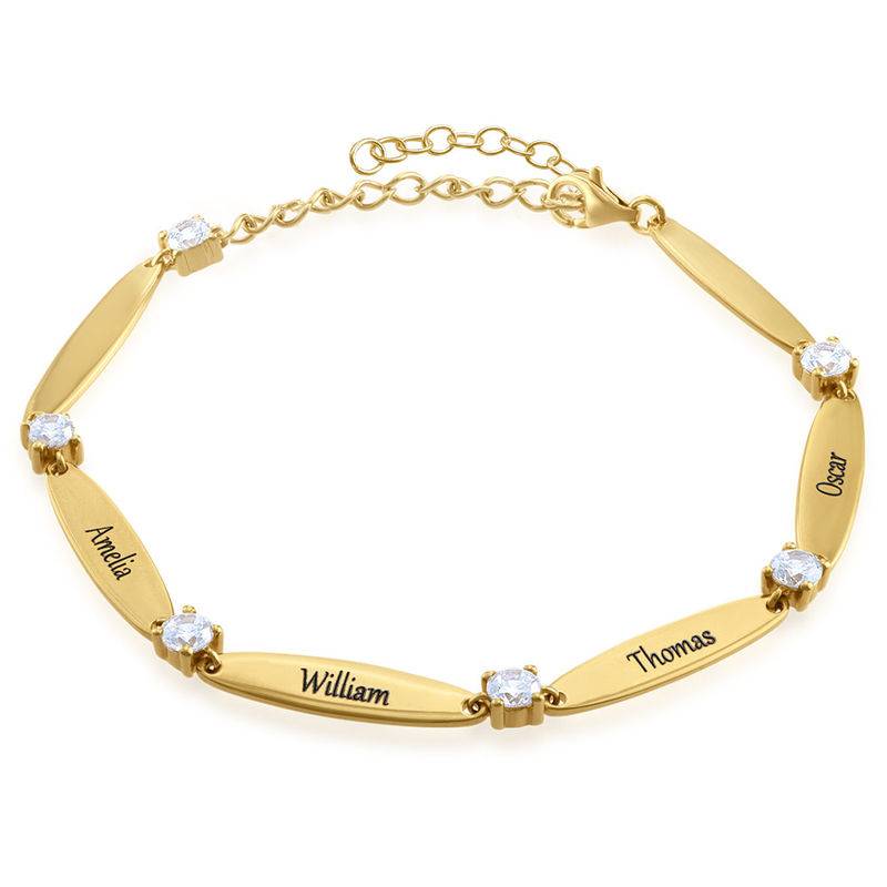 Pulsera Grabada para Mamá con con Zirconia Cúbica en Baño de Oro-1 foto de producto