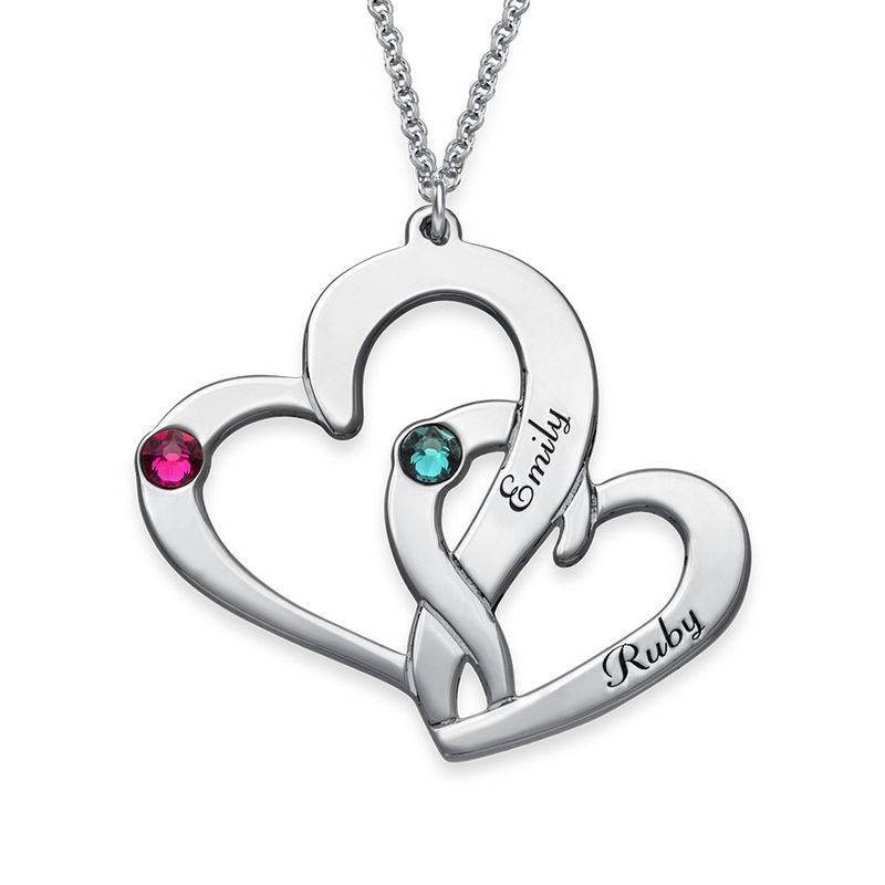 Collar de Dos Corazones Grabados en Plata-1 foto de producto