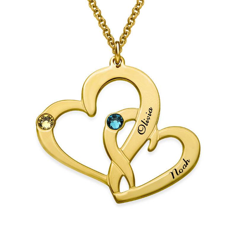 Collar de Dos Corazones Grabados en Baño de Oro-1 foto de producto
