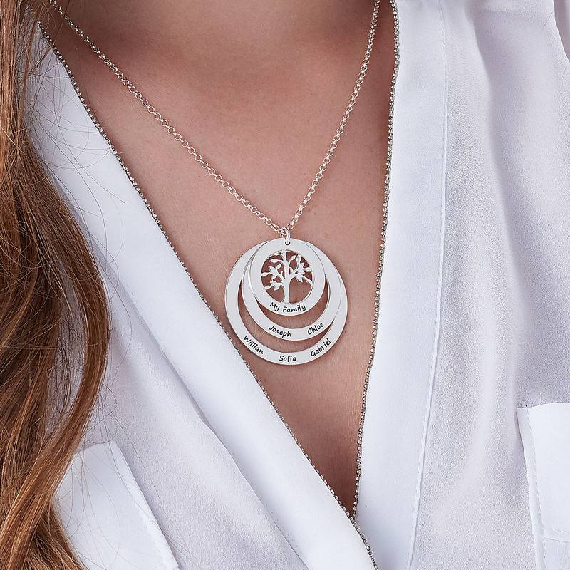 Collar del Círculo de Familia con Árbol de la Vida en Plata Esterlina-1 foto de producto