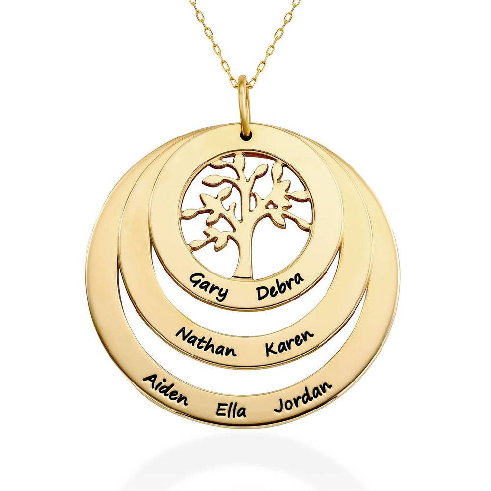 Collar del Círculo de Familia con Árbol de la Vida en Oro Sólido 10K-6 foto de producto