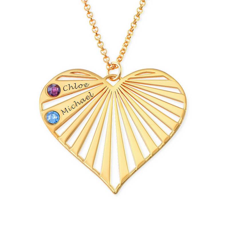 Collar de la Familia con Piedras de Nacimiento en Vermeil de Oro-3 foto de producto