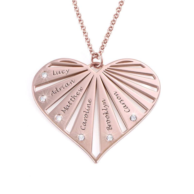 Collar de la Familia con Diamantes en Chapa de Oro Rosa-1 foto de producto