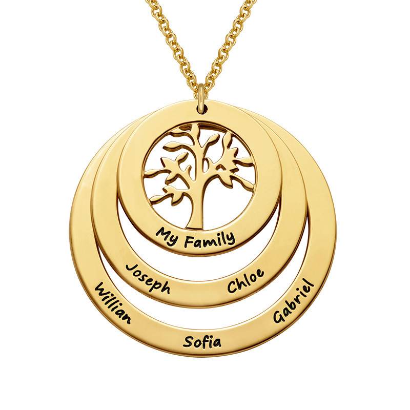 Collar del Círculo de Familia con Árbol de la Vida en Baño de Oro-1 foto de producto