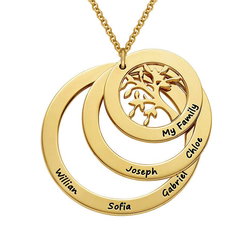 Collar del Círculo de Familia con Árbol de la Vida en Baño de Oro-2 foto de producto