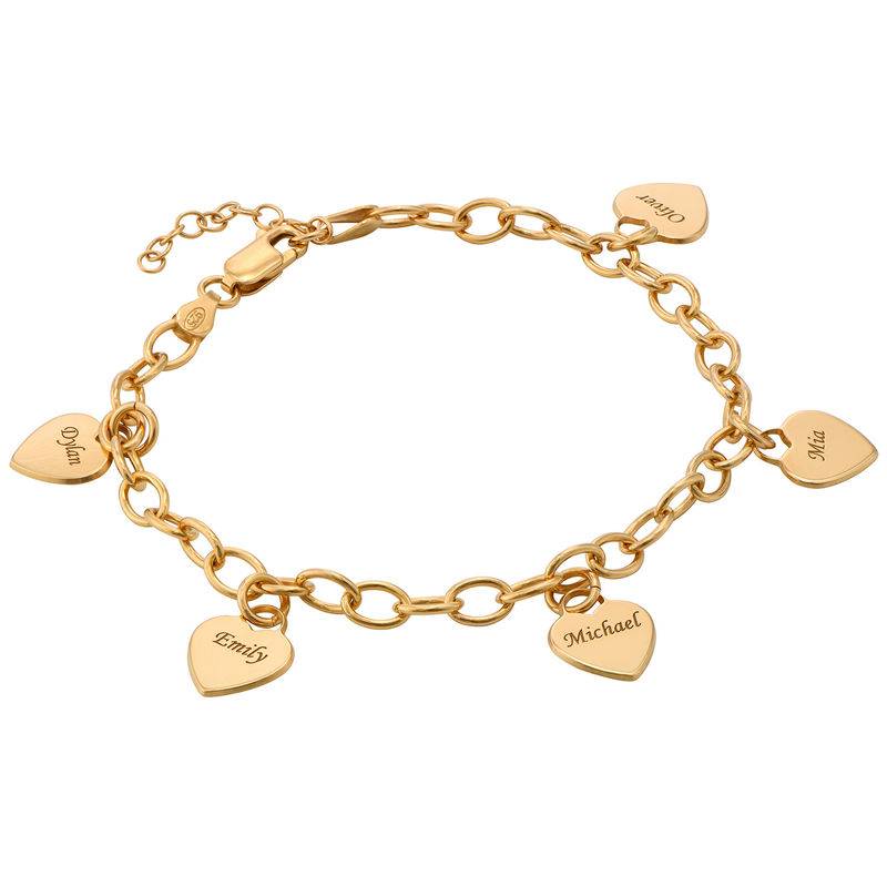 Pulsera de Eslabones con Dijes de Corazón Personalizados en Chapa de Oro-1 foto de producto